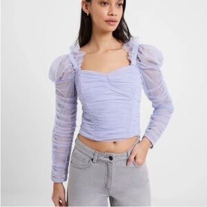 French Connection Edrea Lavender Ruched Puff Tulle Women's Top